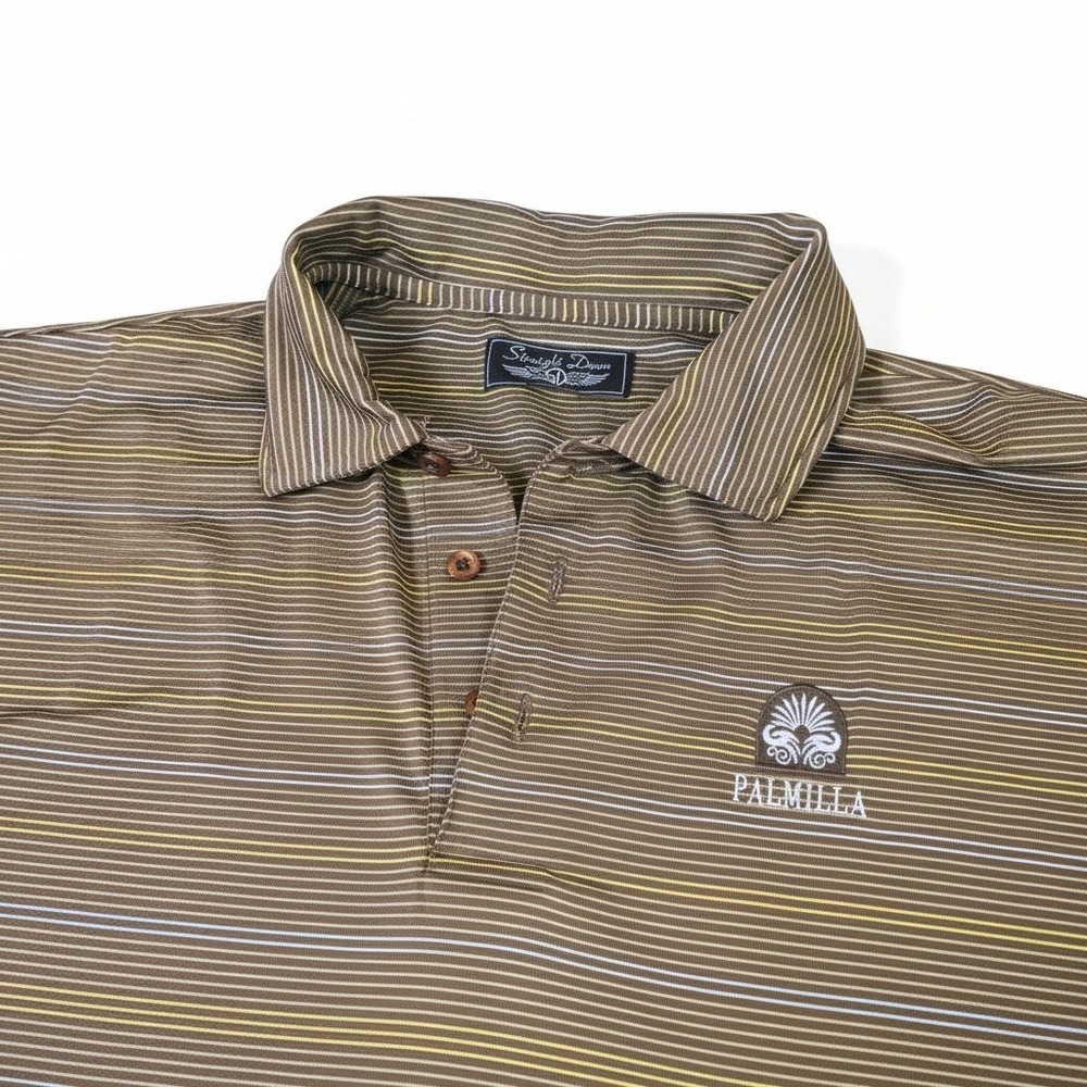 Straight Down Mens Palmilla Golf Polo Shirt Brown Stripe Short Sleeve XL - Picture 2 of 6